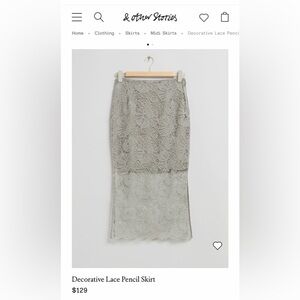 & Other Stories Floral Lace Midi Skirt - Light Gray